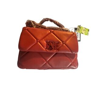 Badgley Mischka Small Quilted Studded Bag Red Chain Strap Handbag‎ Purse